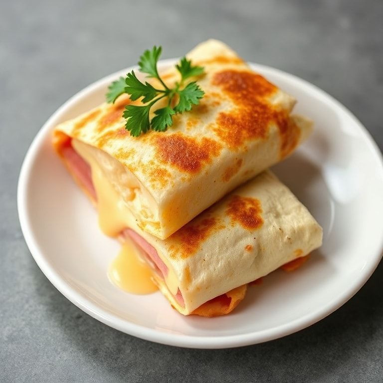 Finished Ham and Cheese Wrap with parsley garnish
