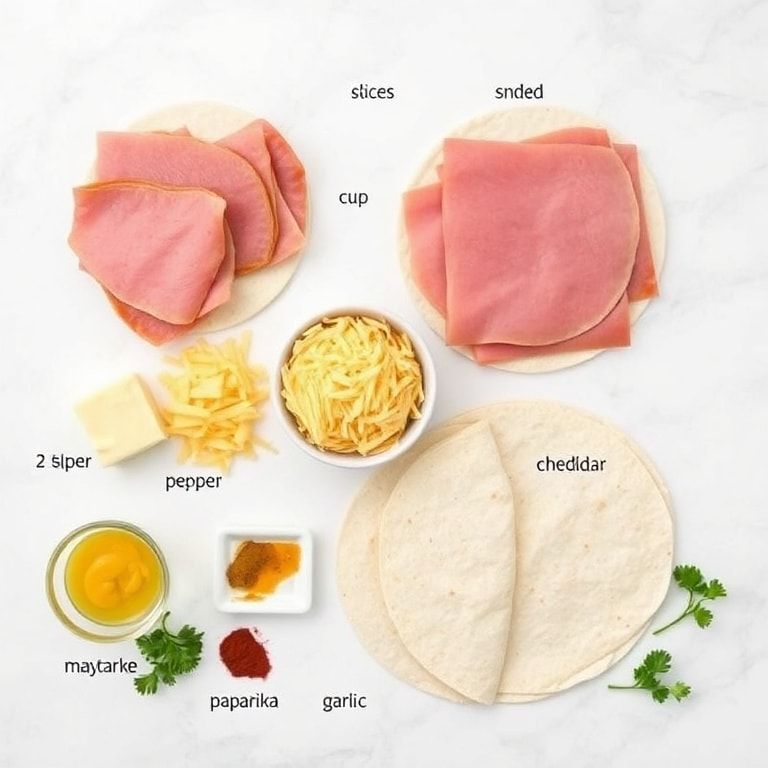 Raw ingredients for Ham and Cheese Wraps