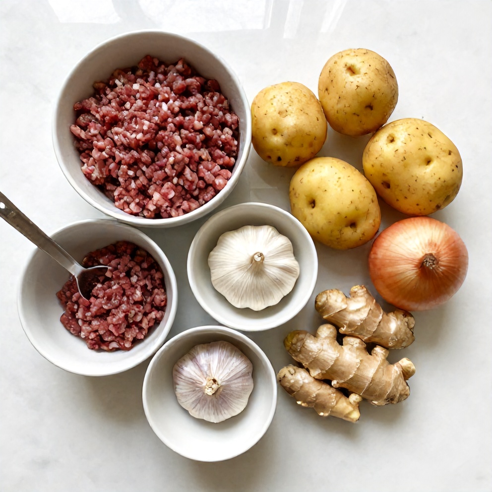 Raw Ingredients for Easy Aloo Keema Recipe