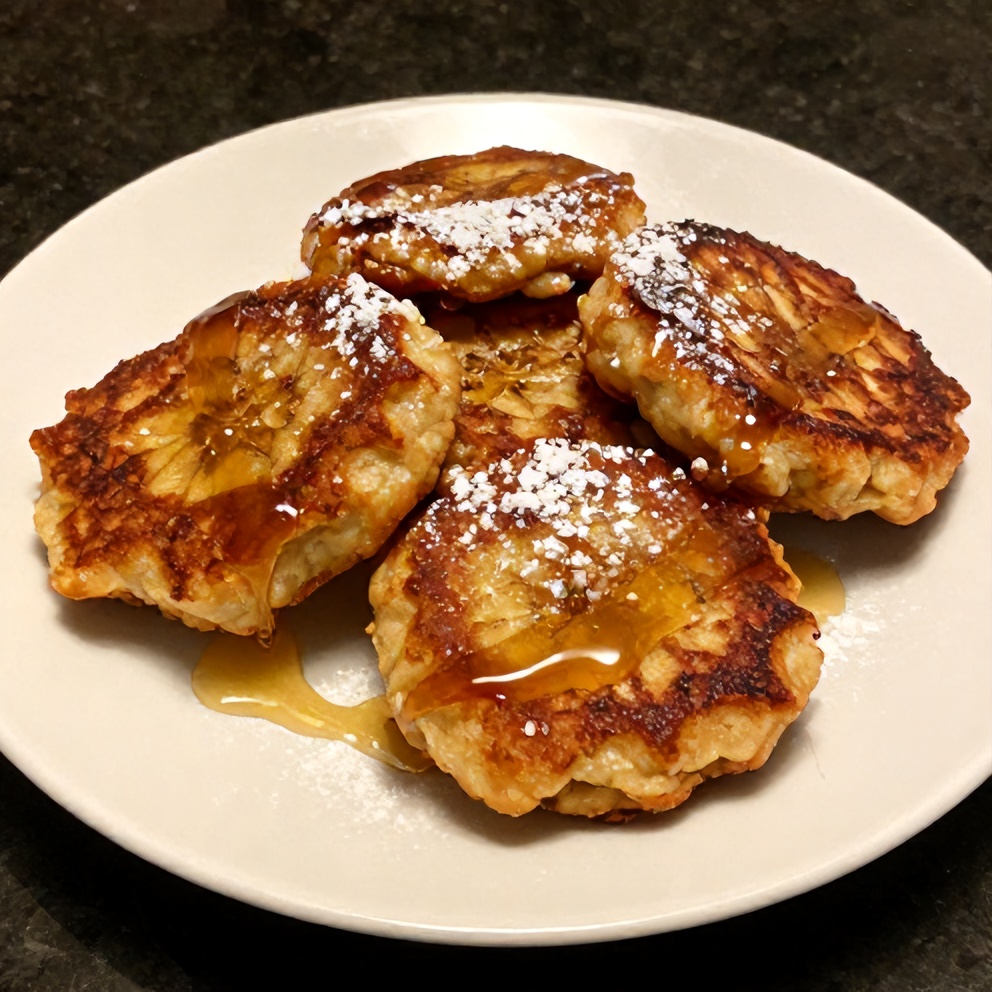 Plated Baked Cinnamon Banana Fritters with Honey Drizzle