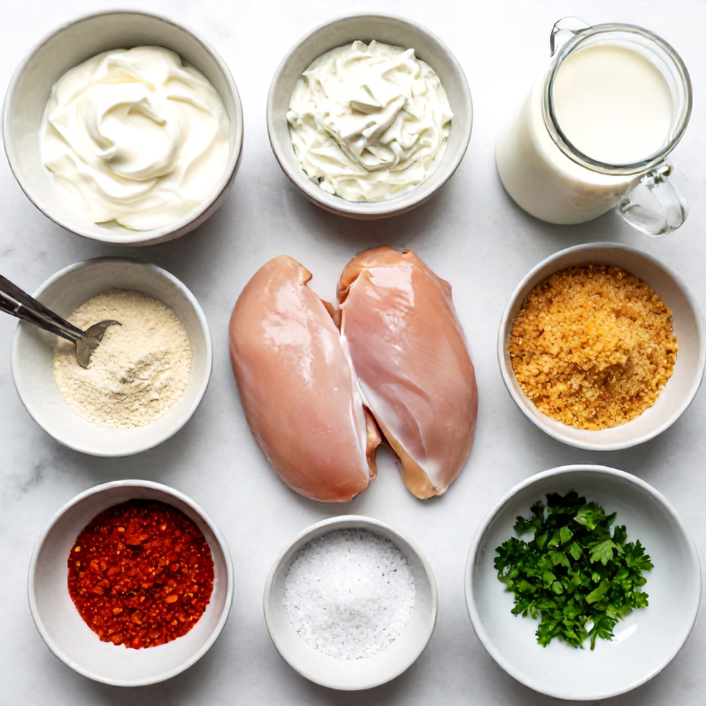 Raw ingredients for sour cream and onion chicken