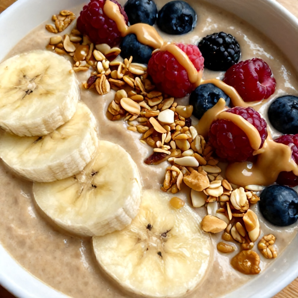 Easy Banana Peanut Butter Oat Smoothie Bowl