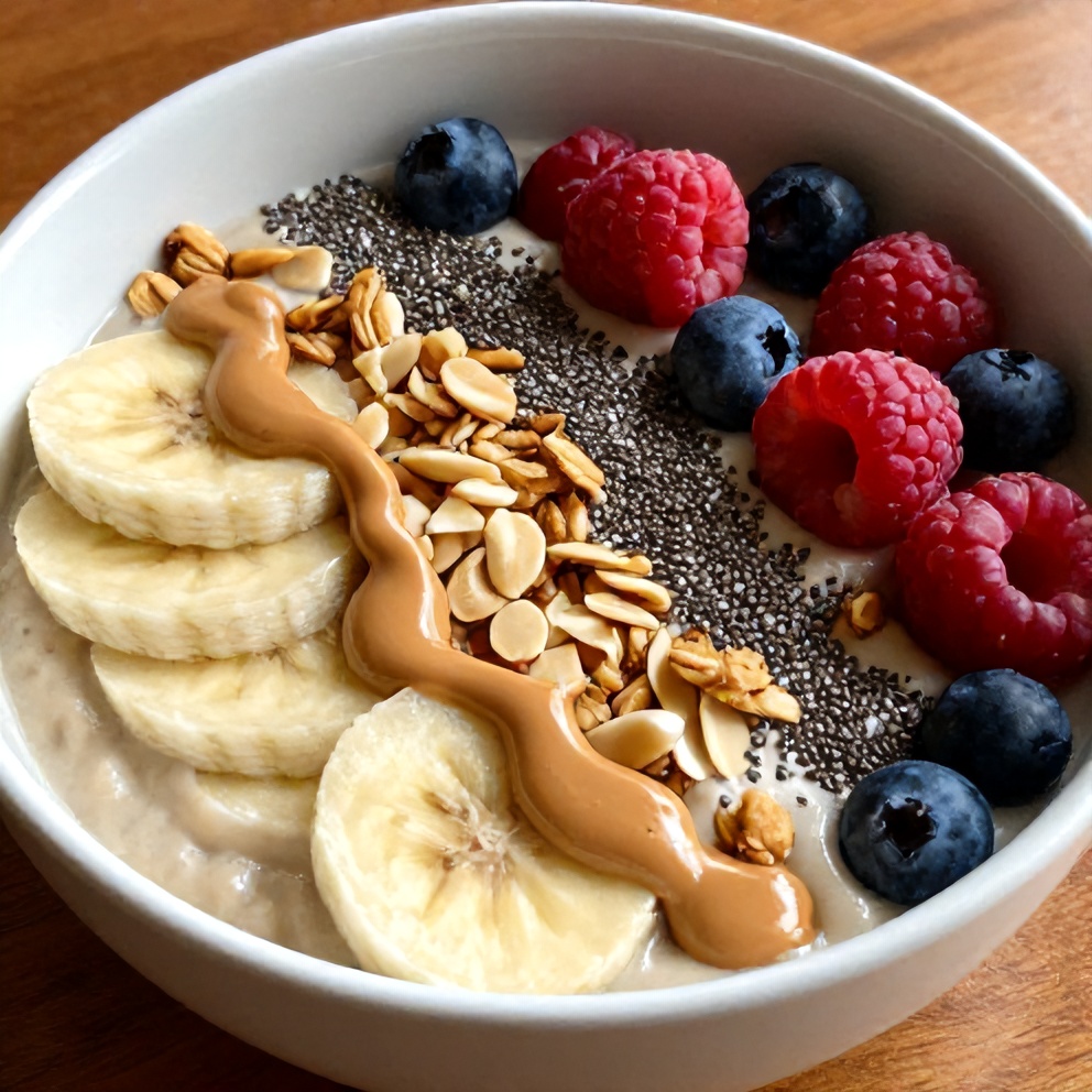 Delicious Banana Peanut Butter Oat Smoothie Bowl