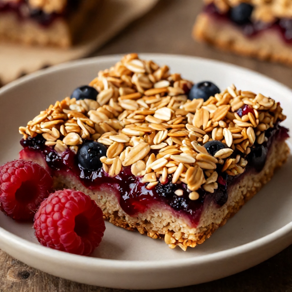 Easy Berry Oat Bars with Raspberry Preserves