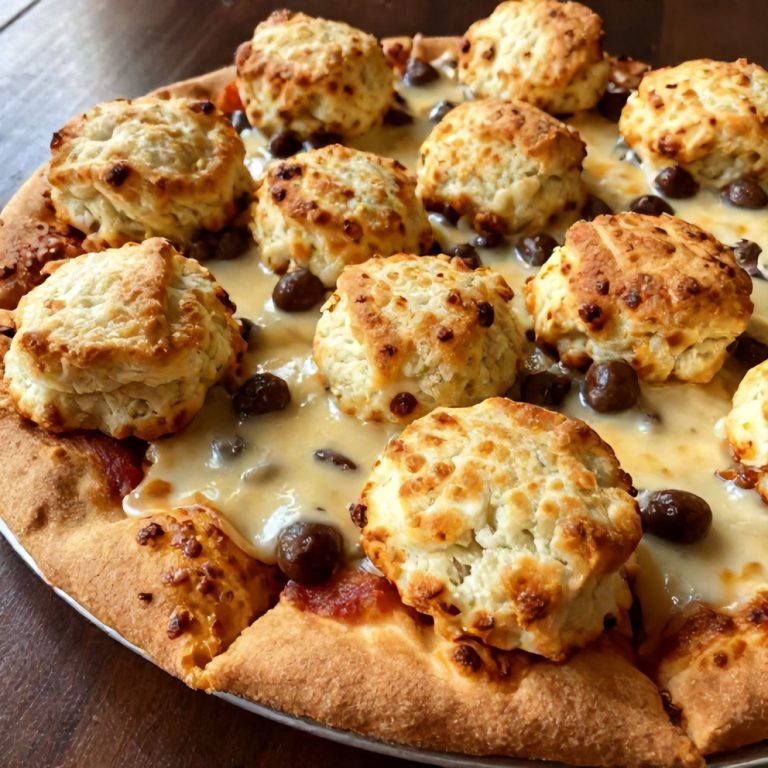 Easy Biscuits and Sausage Gravy Breakfast Pizza