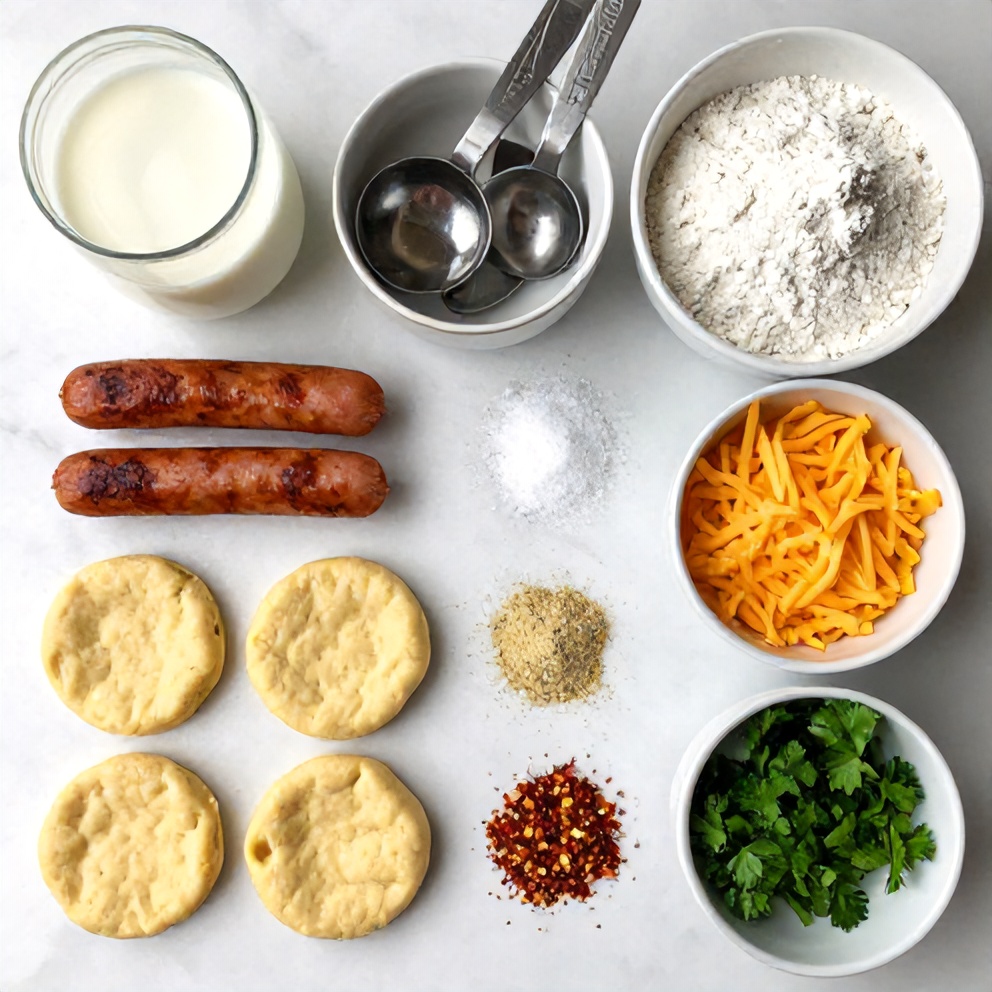 Raw Ingredients for Biscuits and Sausage Gravy Pizza