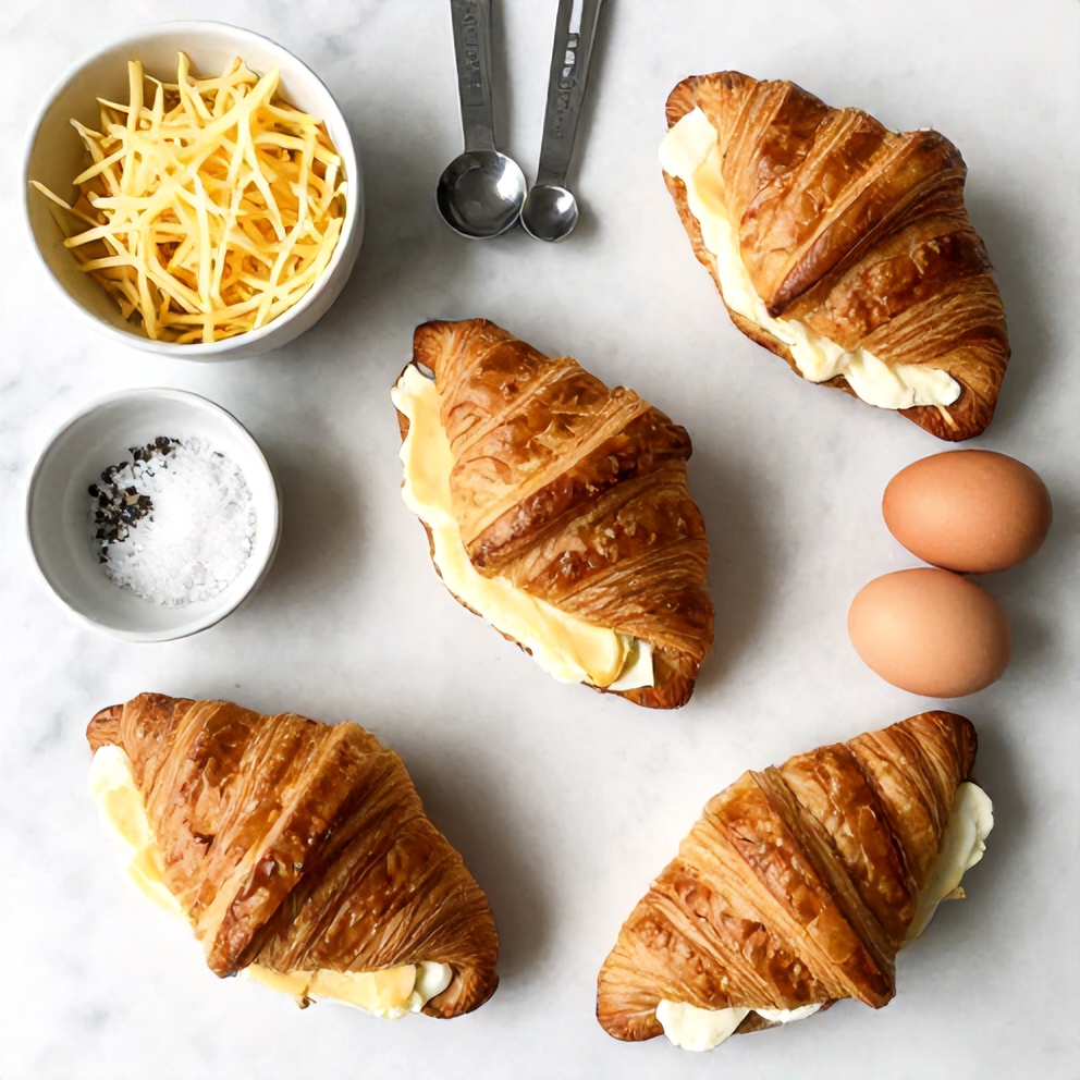 Ingredients for Easy Breakfast Croissant Sandwiches
