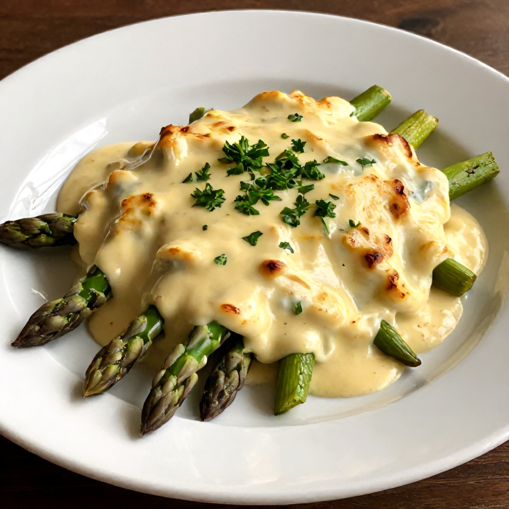 Plated Asparagus Casserole with Fresh Parsley