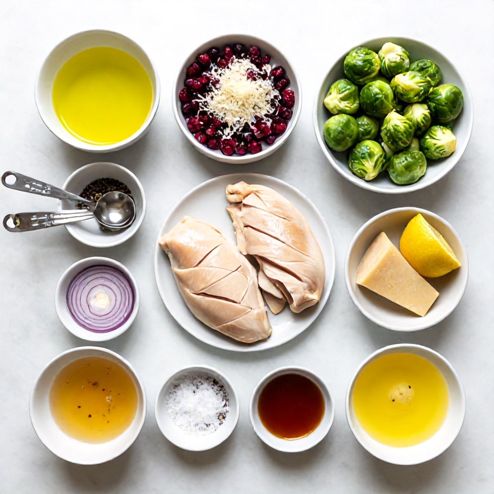 Raw ingredients for Chicken Brussels Sprout Salad