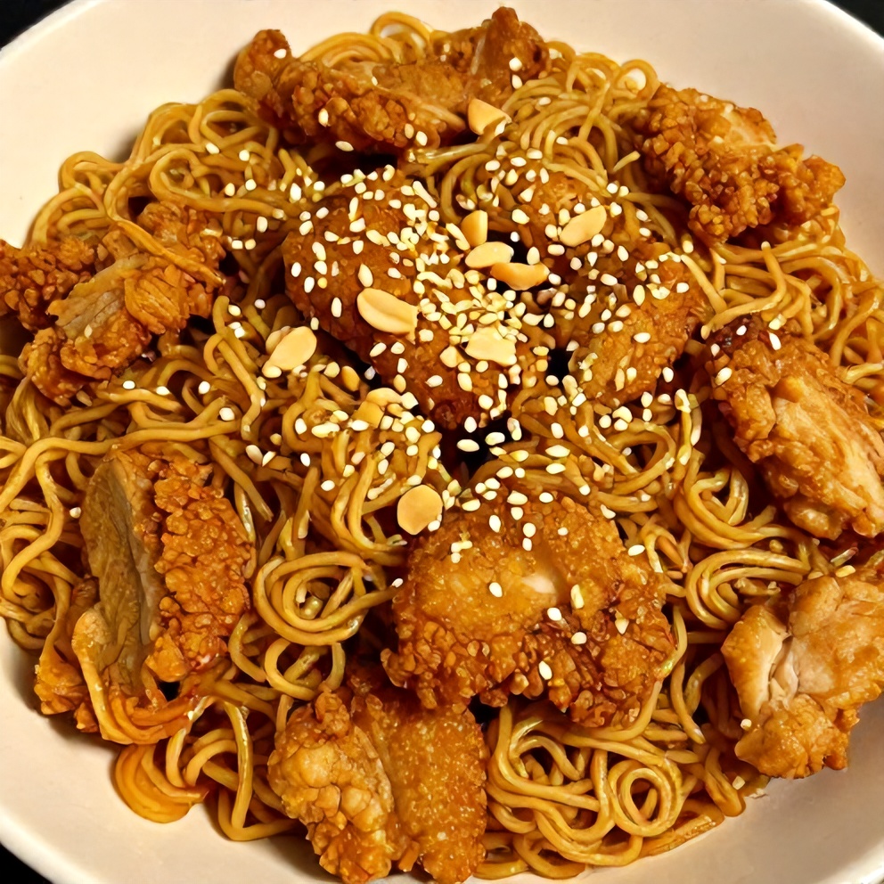 Chicken Ramen Stir Fry on a Plate