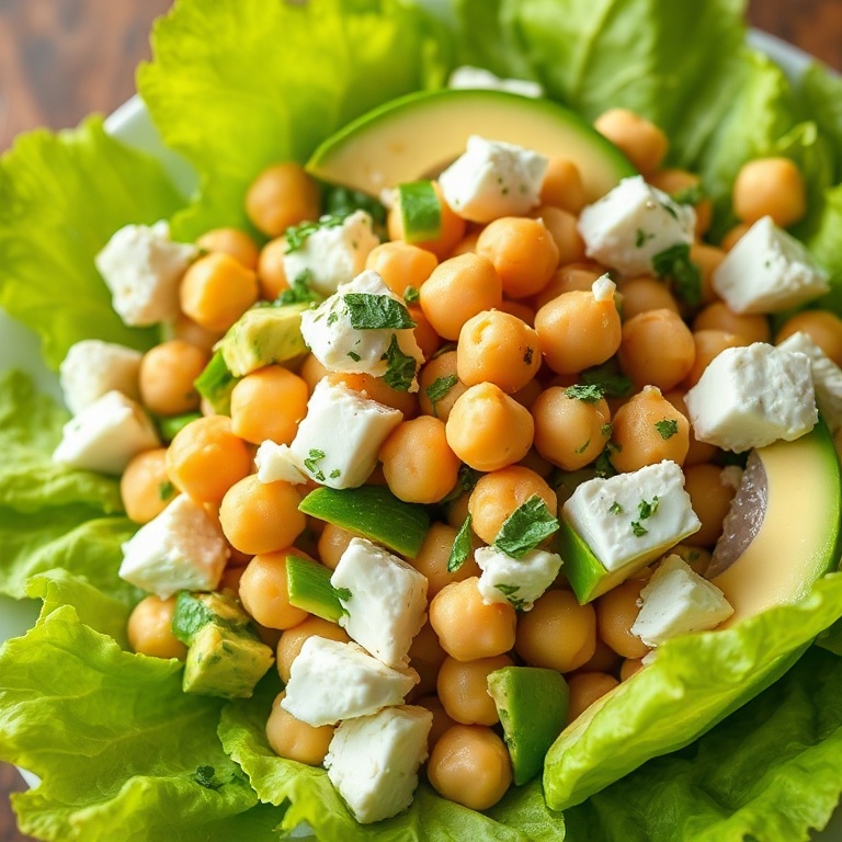 easy chickpea feta avocado salad