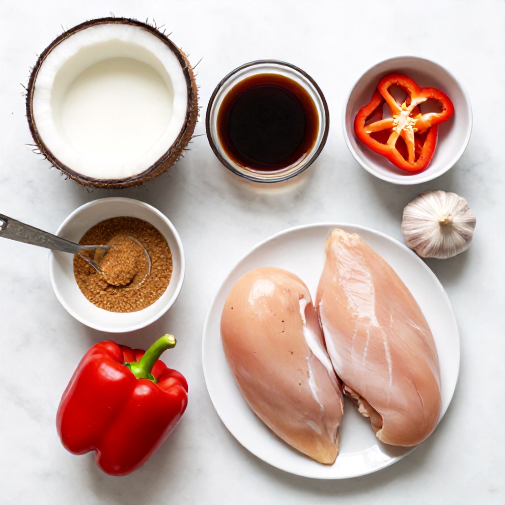 Raw ingredients for easy coconut chicken