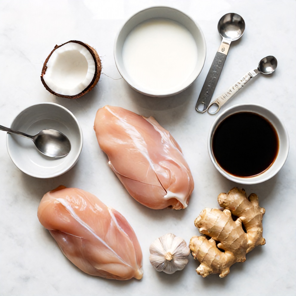 Raw ingredients for Easy Coconut Chicken