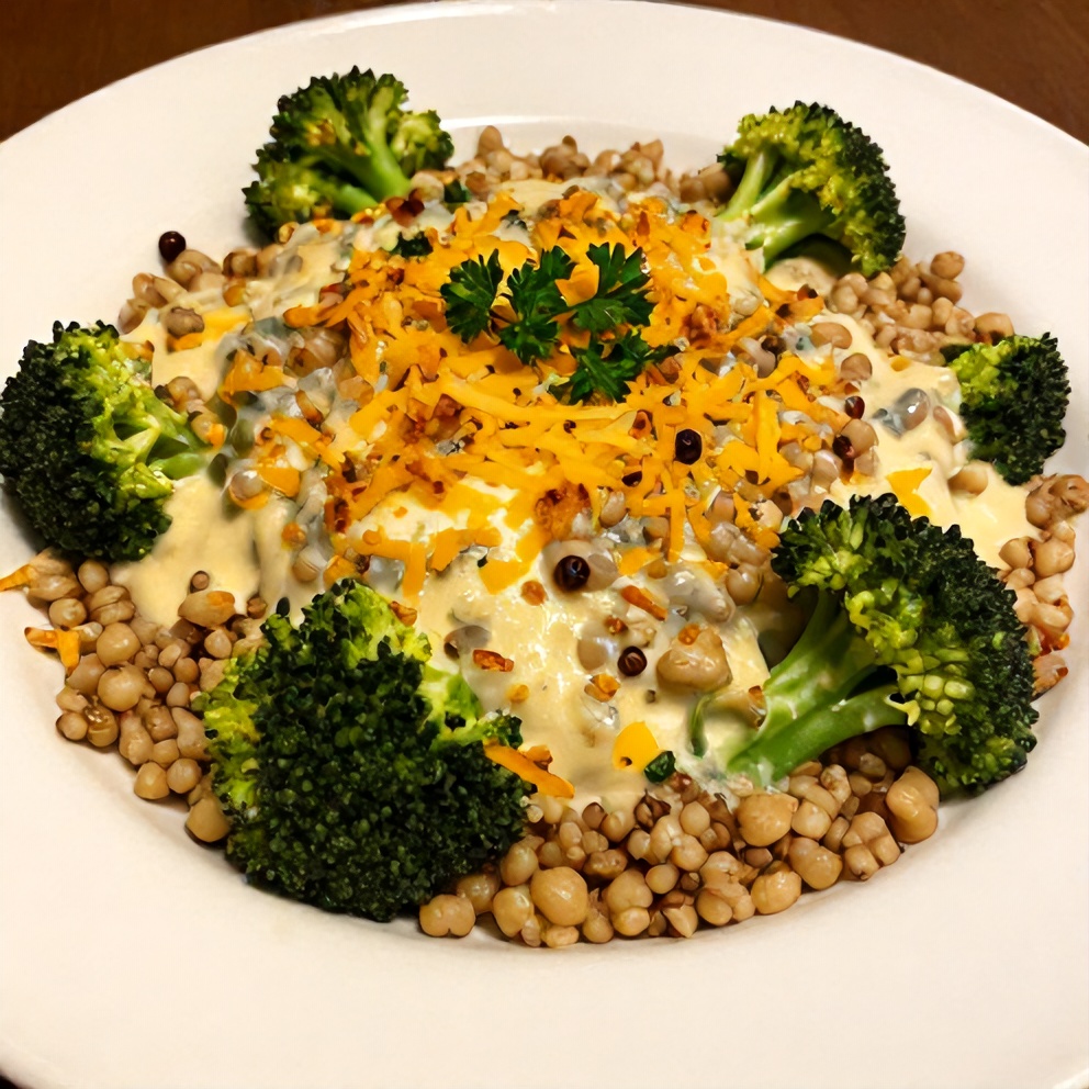 Creamy Broccoli and Quinoa Bake with Crispy Cheese Topping