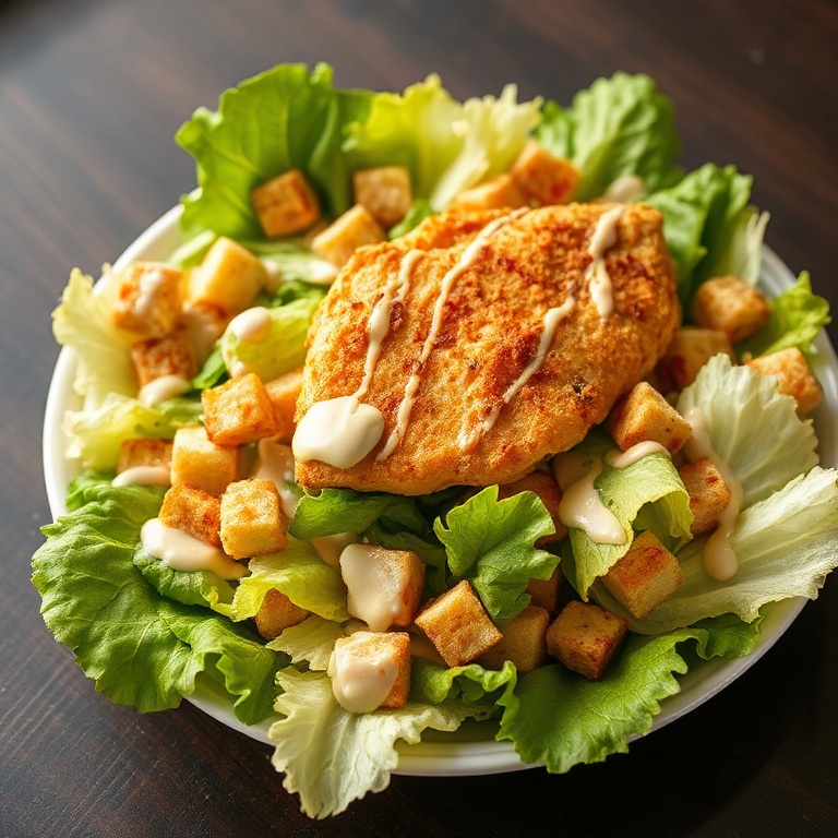 Easy Crispy Chicken Caesar Salad