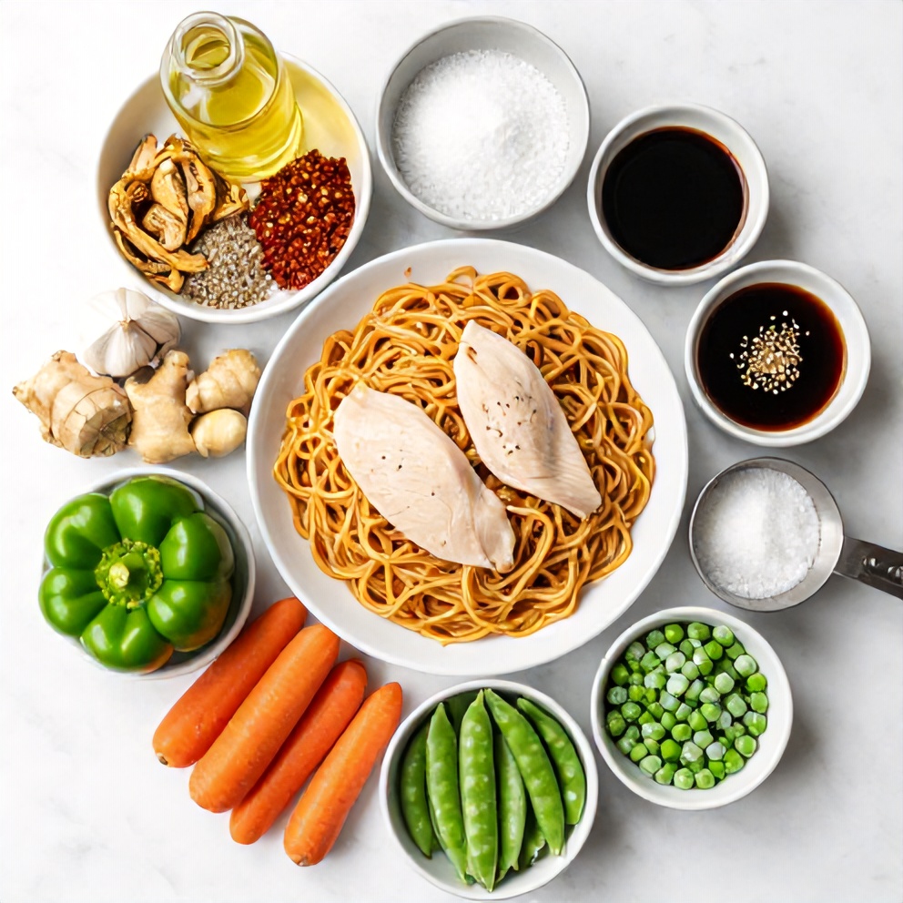 Raw Ingredients for Chinese Chow Mein
