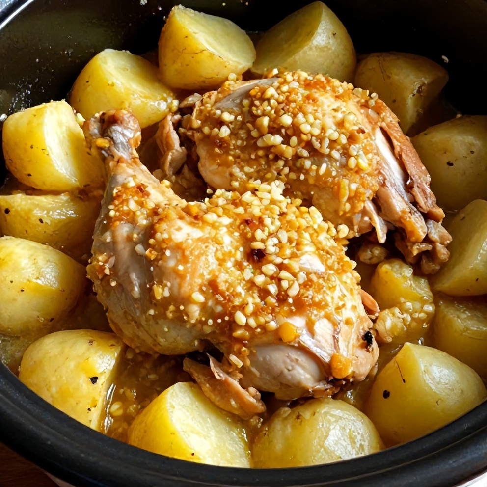 Easy Crockpot Garlic Parmesan Chicken and Potatoes