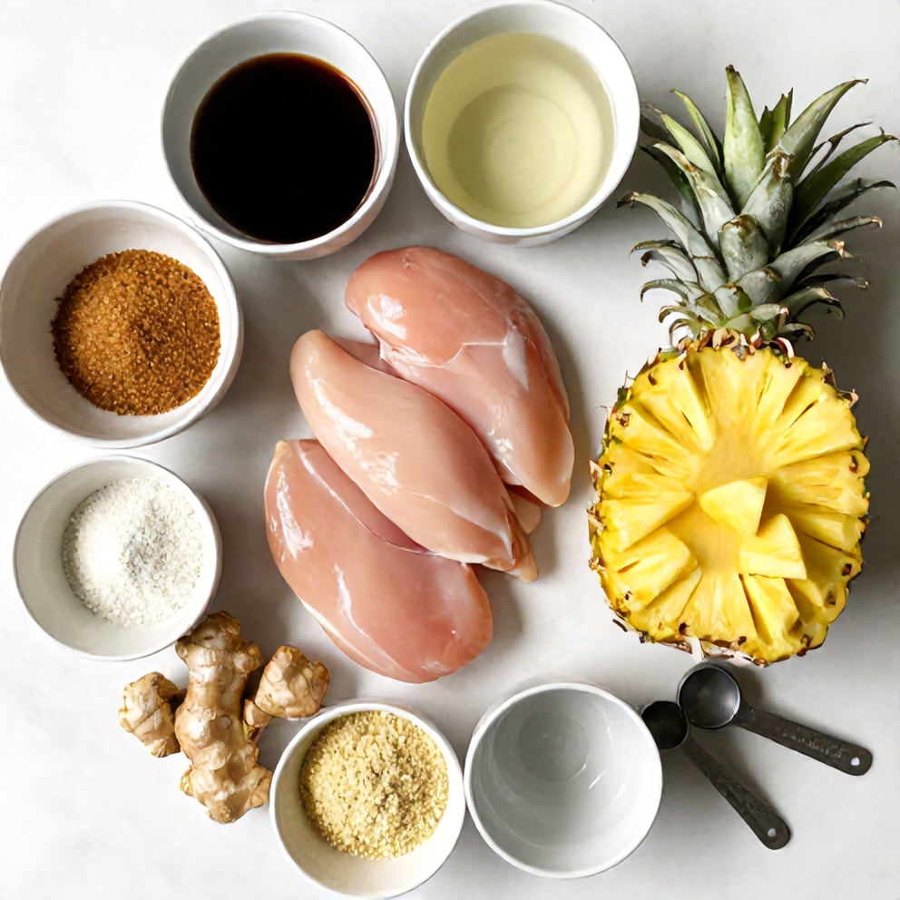 Raw ingredients for Easy Crockpot Hawaiian Chicken