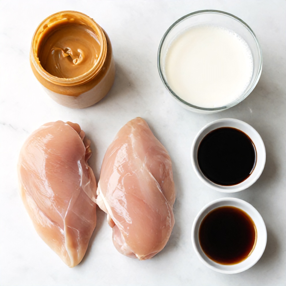 Raw ingredients for Easy Crockpot Thai Peanut Chicken
