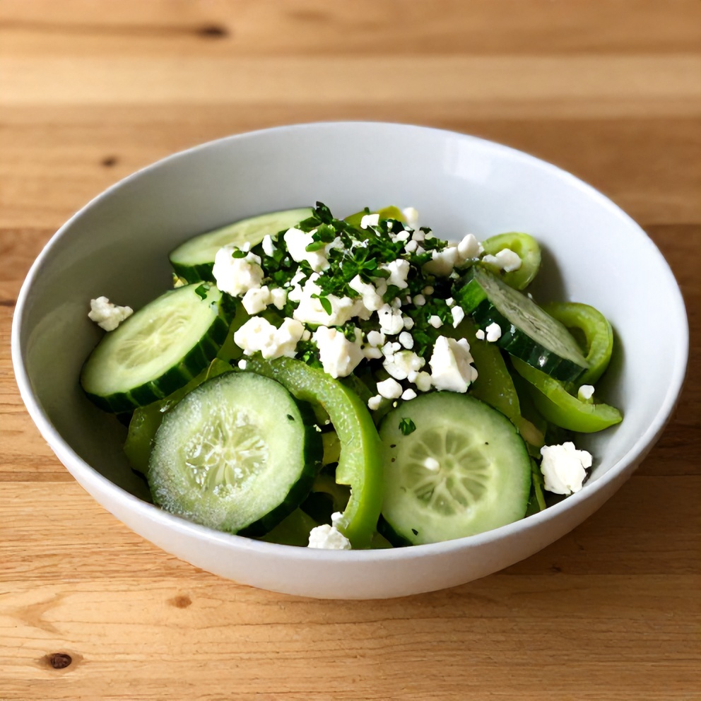 Cucumber Sweet Pepper Salad served in a bowl