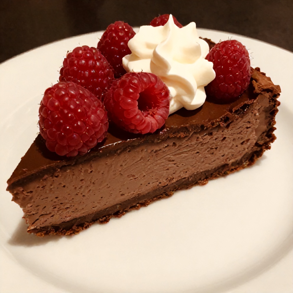 Perfectly Sliced Dark Chocolate Raspberry Cheesecake