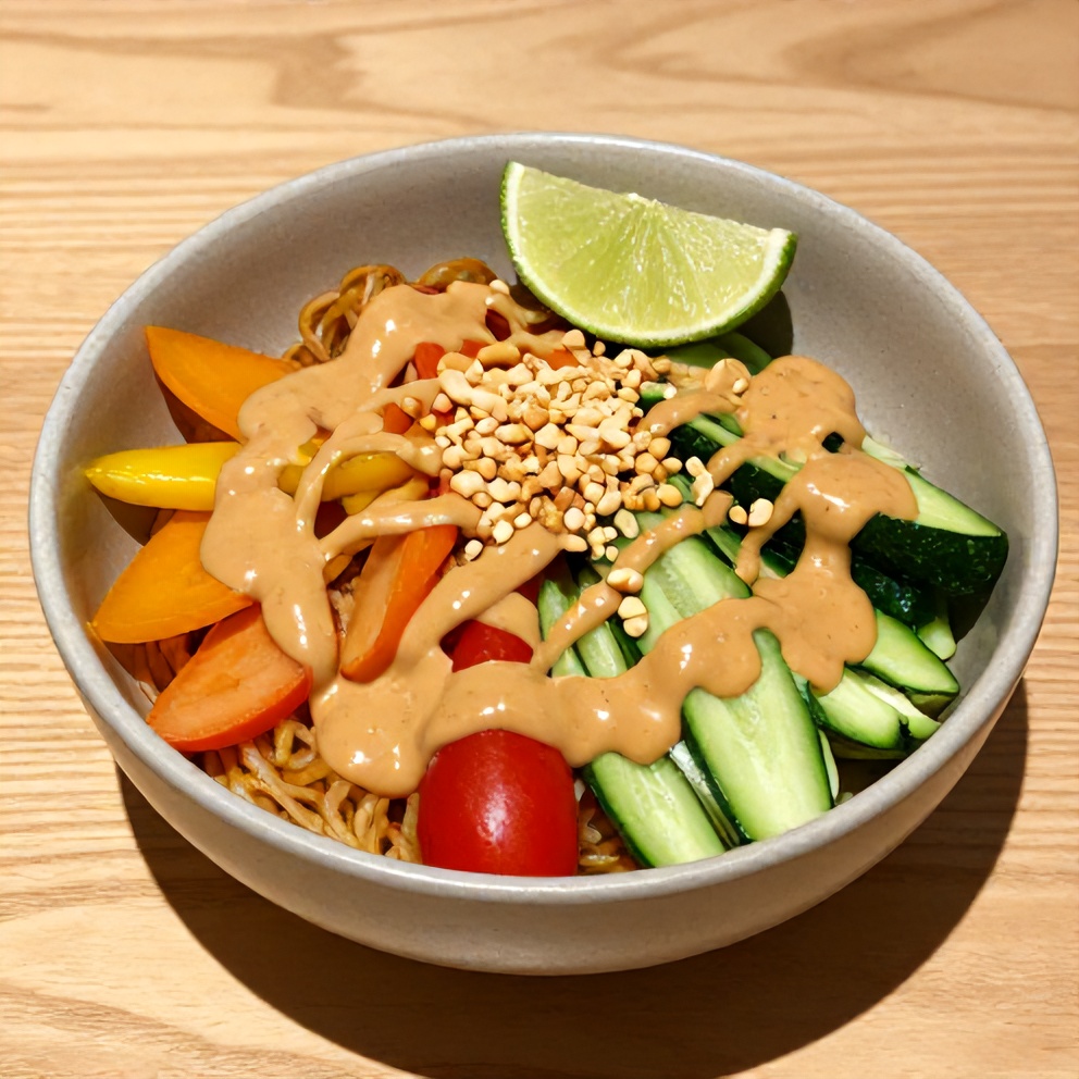 Fresh Spring Roll Bowl with Peanut Sauce