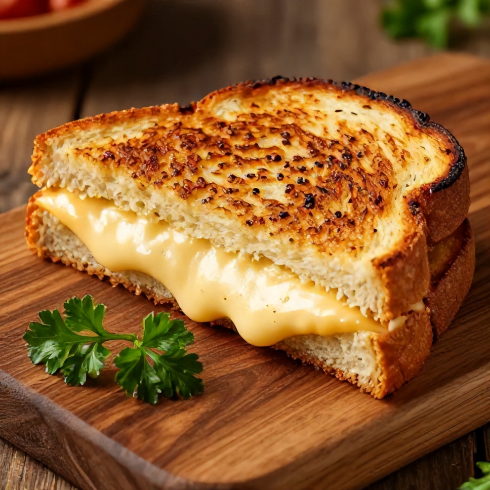 Garlic Bread Grilled Cheese Sandwich Close-up