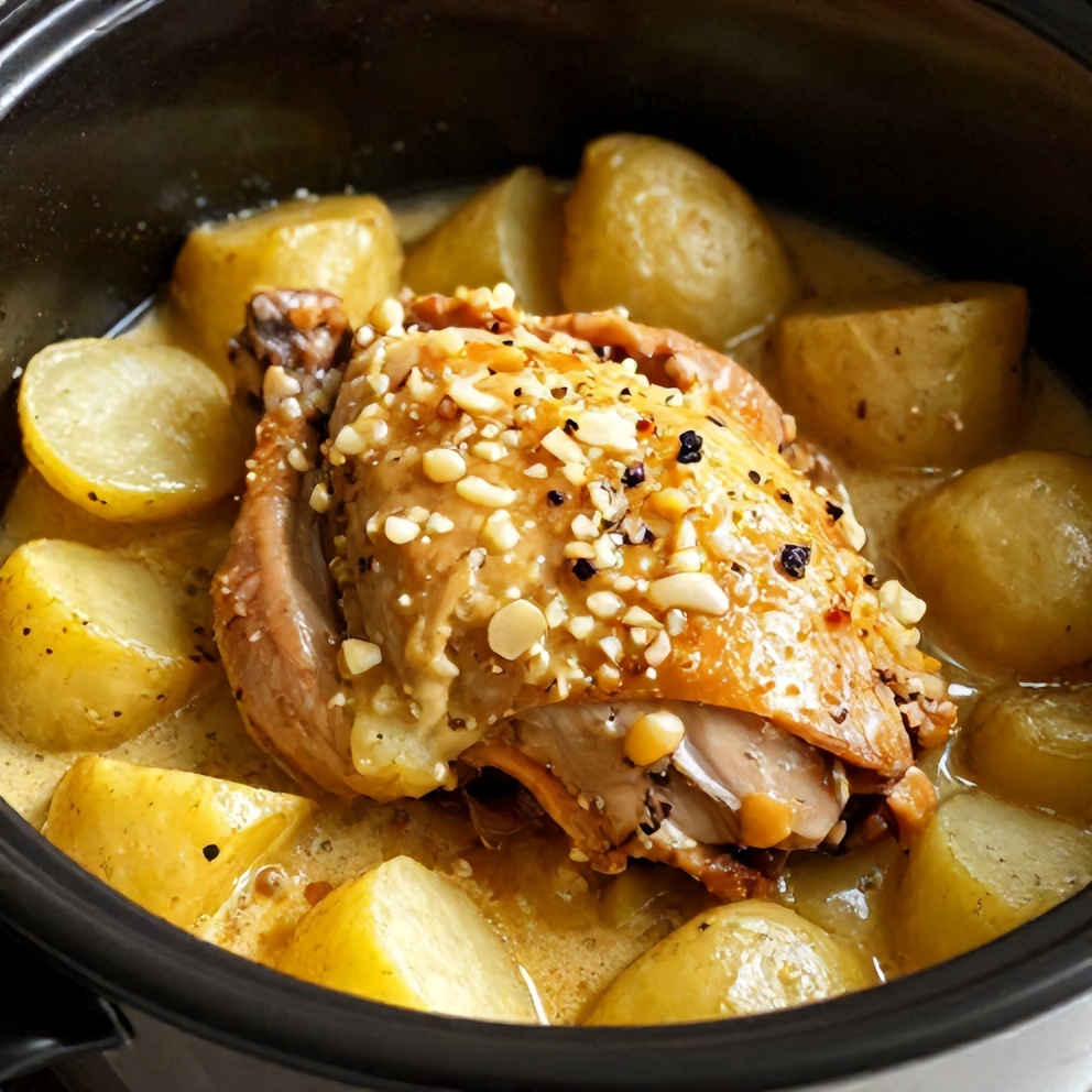 Easy Garlic Parmesan Chicken and Potatoes Crockpot
