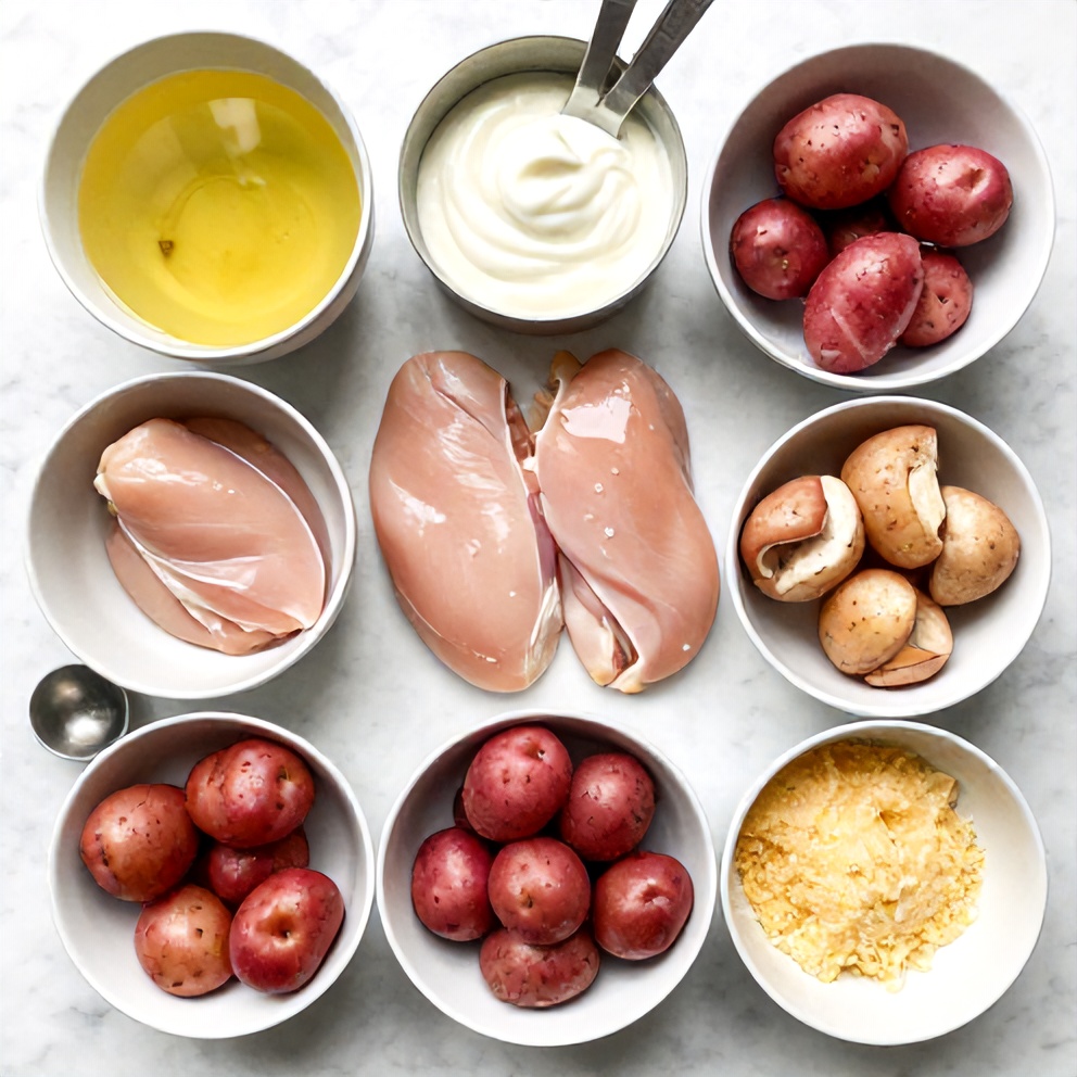 Raw Ingredients for Garlic Parmesan Chicken and Potatoes