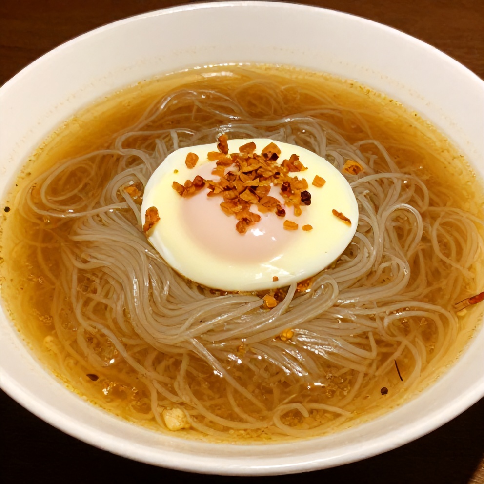 Ginger Garlic Broth with Rice Noodles