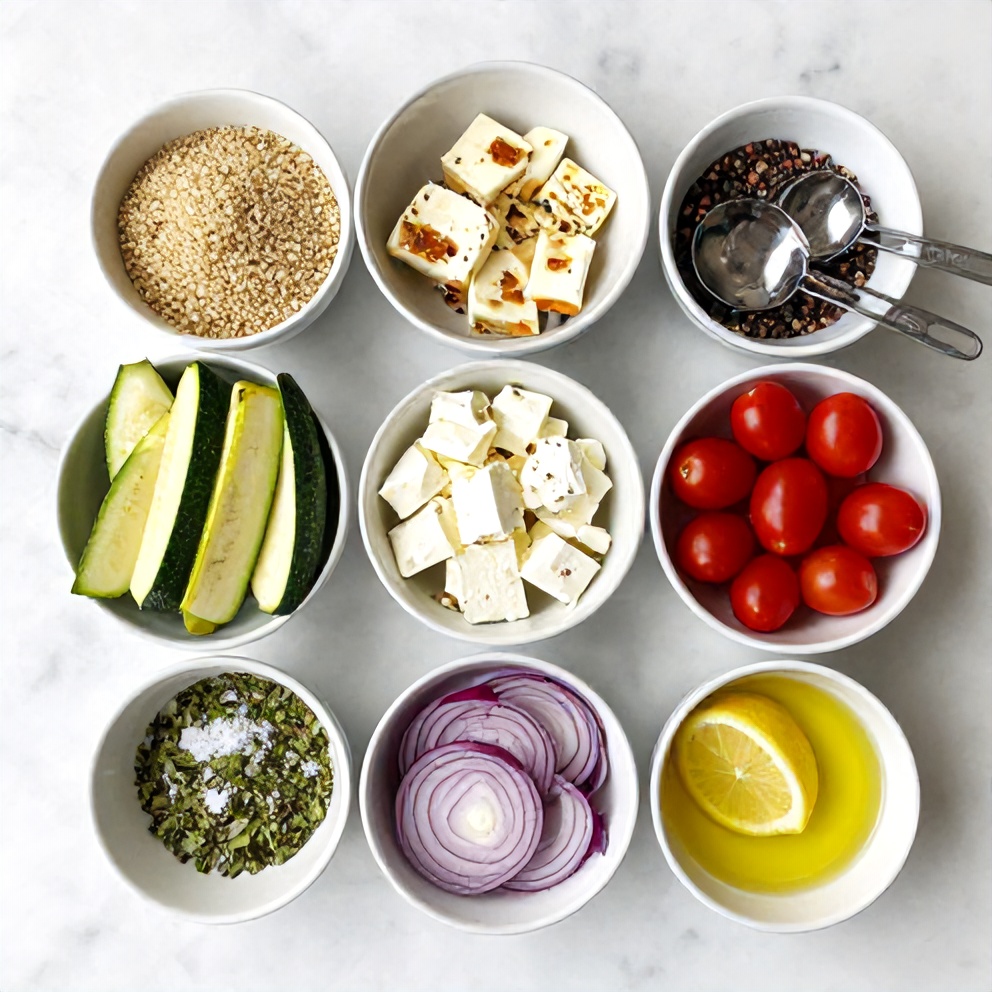 Greek Grain Bowl Ingredients