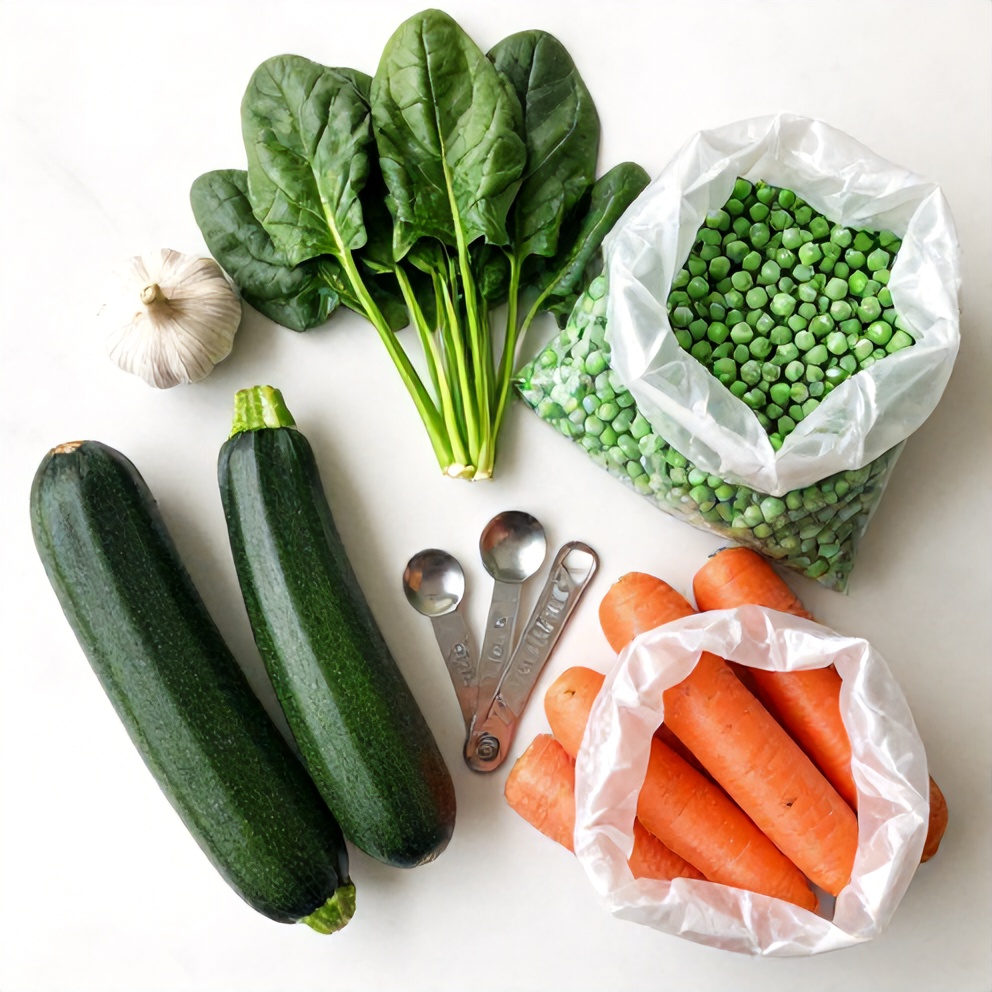Green Vegetables and Ingredients for Soup