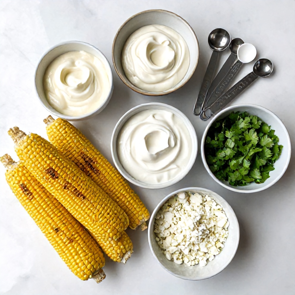 Raw Ingredients for Grilled Mexican Street Corn