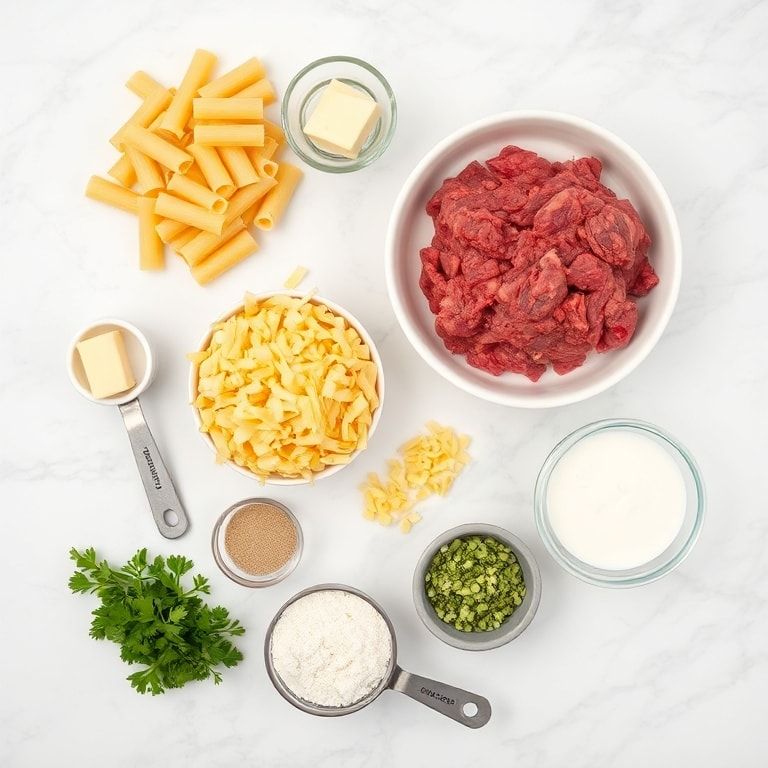 Raw ingredients for homemade hamburger helper