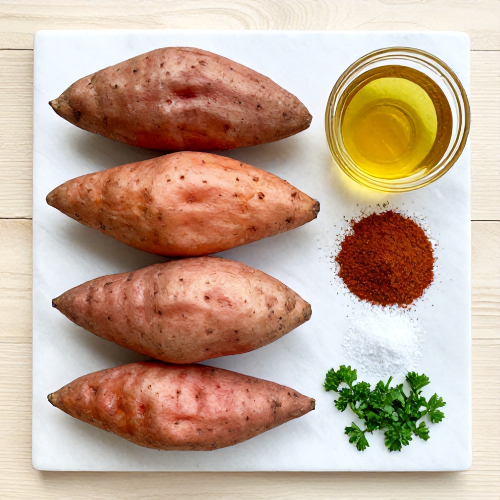 Raw Ingredients for Honey Roasted Sweet Potatoes