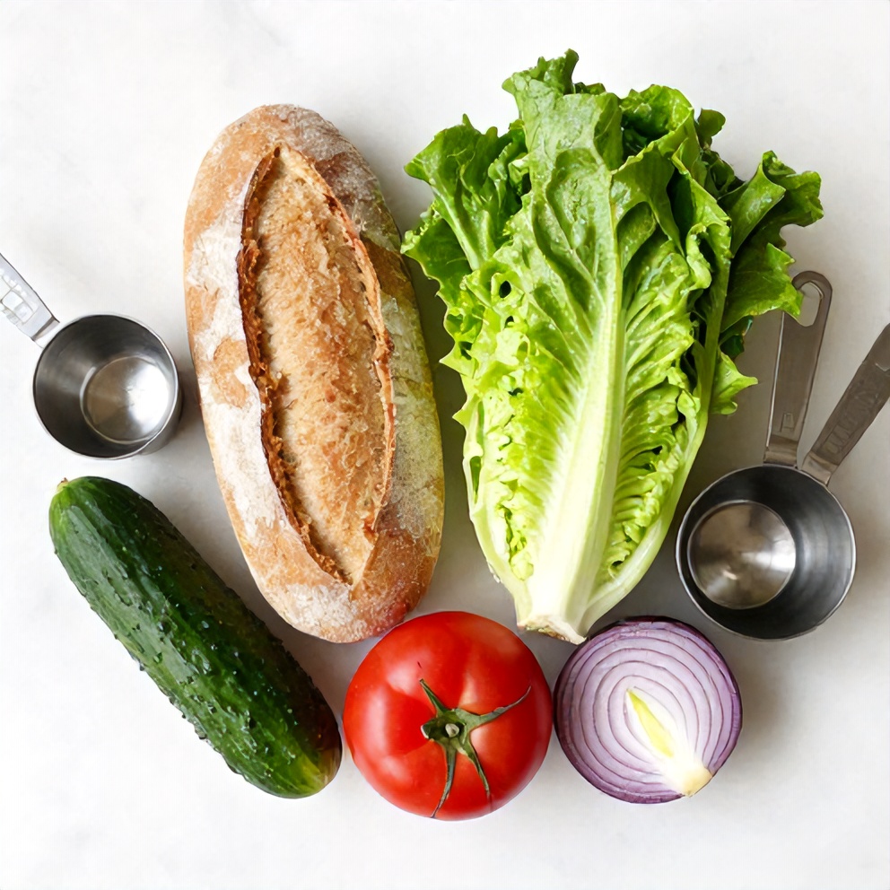 Raw ingredients for Italian grinder salad sandwich