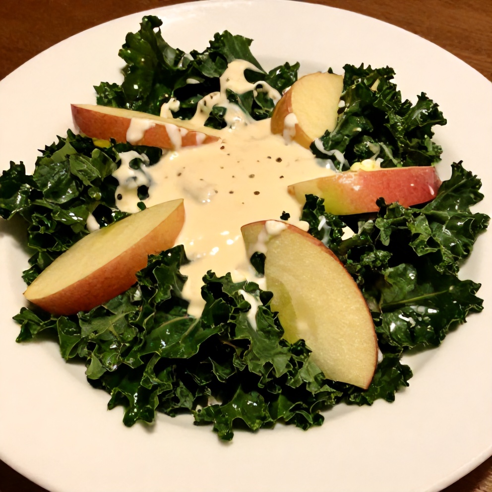 Kale Apple Salad with Lemon Tahini Dressing