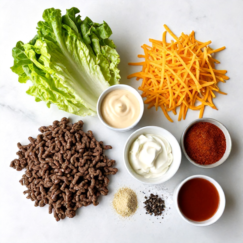 Raw ingredients for Keto Beef Crunchwraps