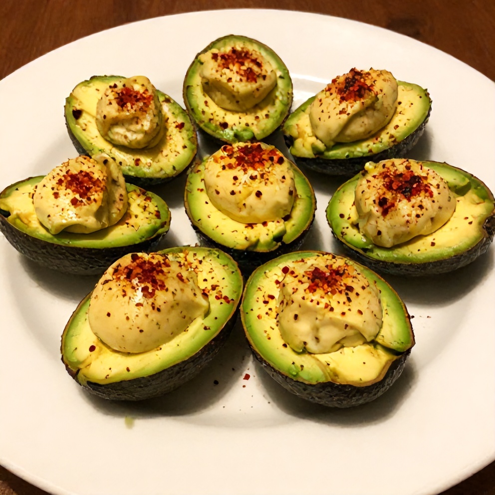 Keto Caprese Stuffed Avocado Bites on a white plate