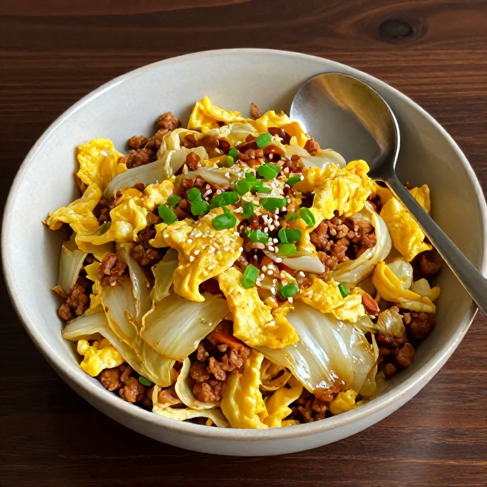 Plated Keto Egg Roll in a Bowl