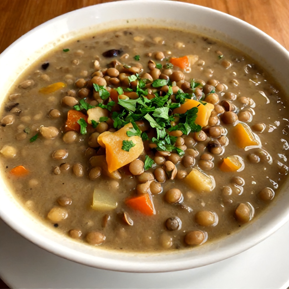 Bowl of Lentil and Vegetable Soup