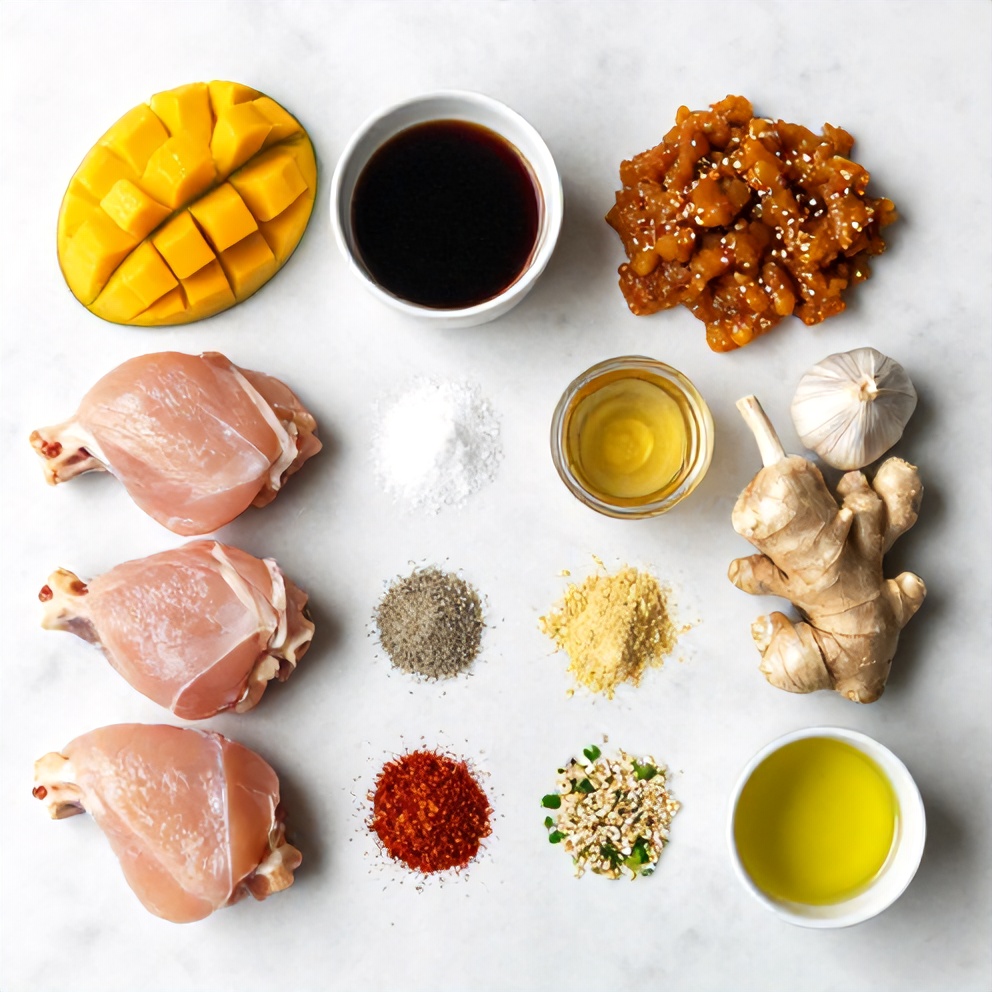Raw ingredients for Mango Glazed Chicken