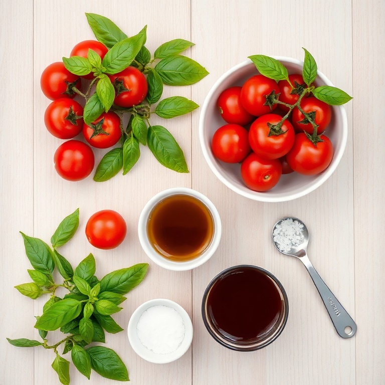 Raw ingredients for marinated tomato salad