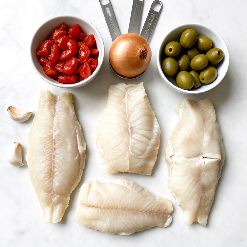 Raw Ingredients for Mediterranean Baked Cod
