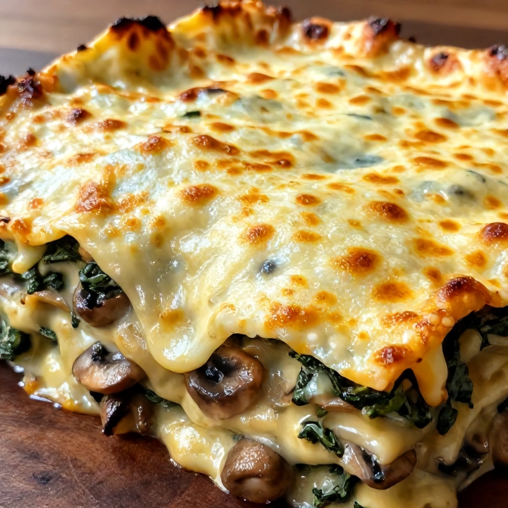 Easy Mushroom Spinach Lasagna