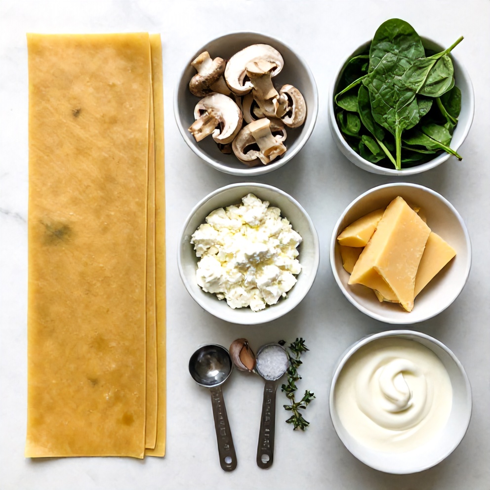 Mushroom Spinach Lasagna Ingredients
