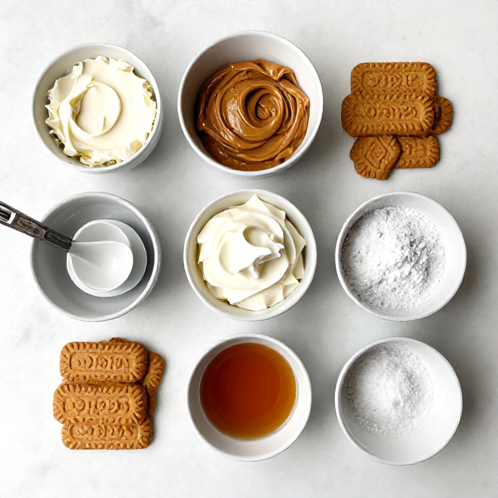 Biscoff Cookies, Cream Cheese, and Other Ingredients for No-Bake Cheesecake Cups