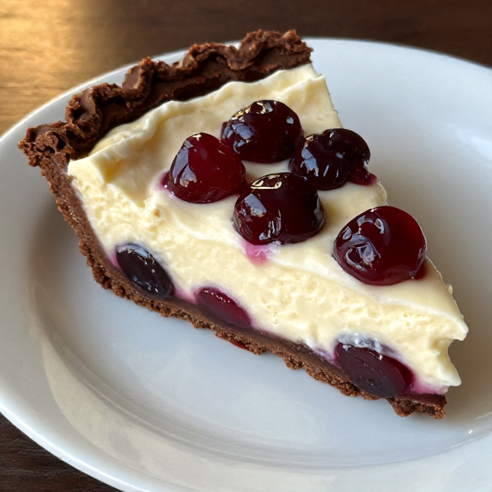 Easy No-Bake Chocolate Cherry Cream Pie
