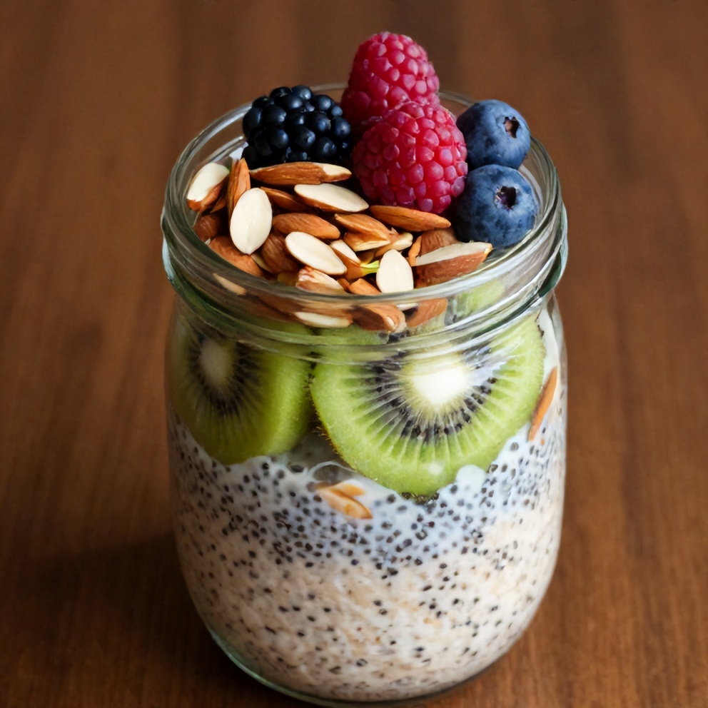 Overnight Oats with Kiwi and Chia Seeds