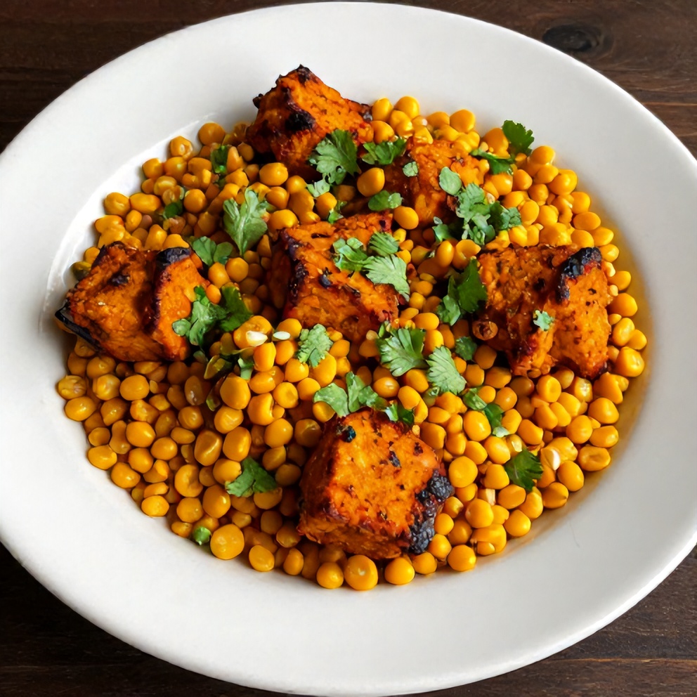 Plated Paneer and Corn Seekh Kabab with mint chutney